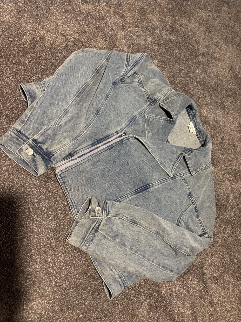 Chic Soul Light Blue Washed Denim Zip Jacket